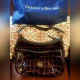 Dooney & Bourke Bags | Dooney & Bourke Burgundy Leather Embossed Crocodile Medium Shoulder Bag | Color: Brown/Silver | Size: Os