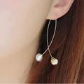 Anthropologie Jewelry | Gold & Pearl Drop Threader Earrings | Color: Gold/White | Size: 2.5"