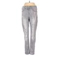 Express Jeans Jeans - High Rise Skinny Leg Denim: Gray Bottoms - Women's Size 0 - Distressed Wash