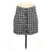 Shein Casual Mini Skirt Mini: Gray Plaid Bottoms - Women's Size 8