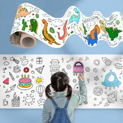 Rouleau de papier collant pour enfants papier de remplissage graffiti défilement coloriage