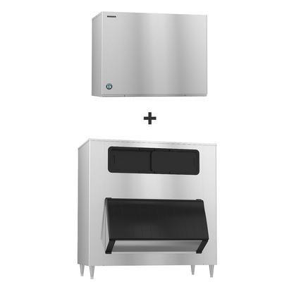 Hoshizaki KM-2600SWJ3/B-1650SS 2482 lb KM Series Crescent Cube Commercial Ice Machine w/ Bin - 1605 lb Storage, Water Cooled, 208-230v, Stainless Steel