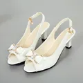 Cresfimix-Chaussures à talons hauts en cuir blanc pour femmes escarpins à bout ouvert à la mode