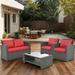 4-Piece Outdoor Conversation Set Acacia Solid Wood Outdoor Sofa Set for Poolside Garden Beige Cushions