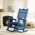 DWVO Patio Adirondack Rocking Chair Patio Rocker Chair with Cushion for Living Room - Navy Blue