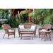 Jeco W00205-G-OT-FS006 5 Piece Honey Wicker Conversation Set - Tan Cushions