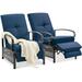 AECOJOY Adjustable Patio Reclining Lounge Chair with Cushions Set of 2-Blue