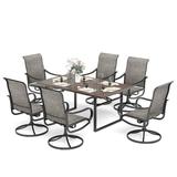 Sophia & William 7-Piece Outdoor Patio Dining Set Highback Textilene Chairs and Wood-grain Table Set