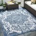 Mark&Day Outdoor Area Rugs 6x9 Appelscha Traditional Indoor/Outdoor Denim Oval Area Rug (6 7 x 9 Oval)