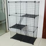 Pet Fence Cute Cat Cage Stable Pet Wire Cage 24 Pieces Foldable 3-Tier Indoor