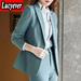 PIKADINGNIS High Quality Office Work Blazer Women Korean Notched Pockets Long Sleeve Coat Ladies Autumn Casual Suit Jacket