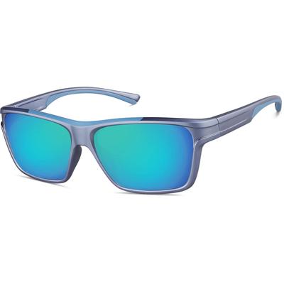 Zenni Men's Square Rx Sunglasses Blue Plastic Full Rim Frame