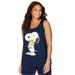 Plus Size Women's Sleeveless Snoopy and Woodstock Tank by Peanuts in Navy Snoopy Woodstock (Size 3X)