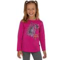 T-Shirt TRIGEMA "TRIGEMA mit niedlichem Pferde-Motiv" Gr. 116, rosa (hibiskus) Kinder Shirts Langarmshirts