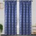 Magnolia Floral Jacquard Rod Pocket Window Panel Navy 54x84 Inches