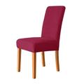 T Jacquard Chair Cover Stretch Elastic Polyester Plain Color Dining Chair Protective Covers Washable Household Wine Red