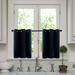 Dark Blue Kitchen Tier Curtains 36 inches Long Linen Textured Cafe Curtains Short Bathroom Privacy Small Mini Half Window Curtain Basement 2 Panels Grommet Top