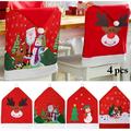 Christmas Chair Cover Set Of 4 Santa Claus Chair Cover Christmas Chair Cover Christmas Chair Cover For Christmas Decoration Dinner Party-Christmas Chair Hat