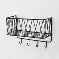 Wall Shelf Floating Shelf with Metal Grid Wall Shelf with Hooks Towel Rail Wall Wardrobe Floating Home Decor