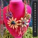 Anthropologie Jewelry | Lenora Dame Anthro Y2k Gold Chain Vtg Mixed Metal Flowers Eclectic Necklace Ooak | Color: Gold/Pink | Size: 20" + Extra