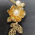 Kate Spade Jewelry | Kate Spade "Lavish Blooms" Gold Tone Flower Leaf Faux Pearl Pendant Necklace | Color: Gold/White | Size: Os