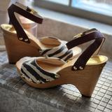 Michael Kors Shoes | Michael Kors Wooden Wedge Sandal - Size 7 - Zebra Stripe - Gold | Color: Gold/Tan | Size: 7