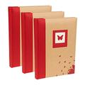 Kenro Box of 3 Green Wood Red Butterfly Photo Album with Kraft Paper Cover for 300 Photos 6x4 inch/10x15cm Family Photograph Album - GRW008RD