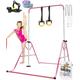 YOUTIFUN Gymnastics Bar, Kids Gym Equipment 5 Level Height Adjustable Pull Up Horizontal Gymnastic Bar, Gymnastics Equipment for Home for Girls & Boys (Pink)