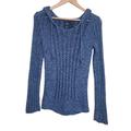 American Eagle Outfitters Tops | American Eagle Aeo Boho Crochet Pullover Hooded Sweater Hoodie | Color: Blue | Size: S