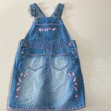 Disney Dresses | Disney Kids, Girls Embroidered Denim Jumper Dress. Size 4/5 | Color: Blue | Size: 4/5