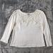 American Eagle Outfitters Tops | American Eagle Outfitters White Embroidered/Crochet/Lace Ribbed 3/4 Sleeve Top | Color: Cream/White | Size: M