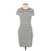 Banana Republic Casual Dress - Bodycon: White Chevron/Herringbone Dresses - Women's Size 00 Petite