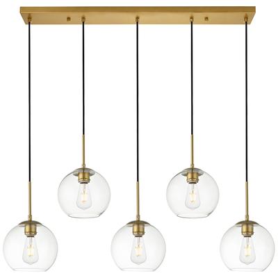 Baxter 5 Lts Brass Pendant With Clear Glass