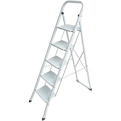 Dema - Haushaltsleiter Klapptritt Stehleiter Leiter Höhe 150cm 5 Stufen weiß bis 150kg Image