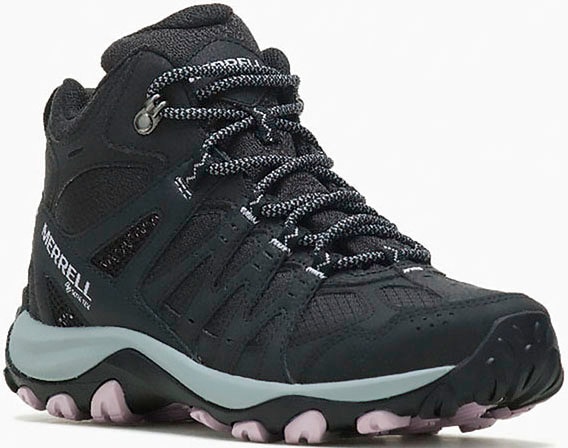 Wanderschuh MERRELL "ACCENTOR 3 SPORT MID GORETEX", Damen, Gr. 40,5, schwarz, Synthetik, Textil, Schuhe Wanderschuh, wasserdicht