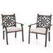 Phi Villa Outdoor Patio Extra Wide Armrest Cast Aluminum Dining Chairs with Cushion Set of 2 - Frosted Surface