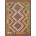 Southwestern Kilim Oriental Accent Rug Hand-Woven Wool Carpet - 3' 2" x 4' 3"