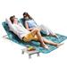 Coelon 2 Pack Beach Chairs Set with Side Table Folding Backpack Beach Chairs with 5 Adjustable Position Blue