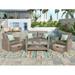 4 Pieces Outdoor Patio Furniture Sets Patio Sectional Sofa Set with Tempered Glass Coffee Table and 2 Rattan Chairs Patio Set Wicker Chair Set with Storage Boxes for Garden Backyard Lawn