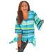 Plus Size Women's Fresh Angle Buttonfront Blouse by Catherines in Aqua Watercolor Stripes (Size 3X)