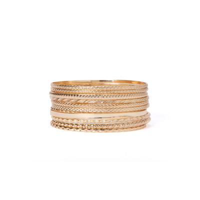 Women's Textured Bangle Set by Accessories For All in Gold