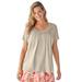 Plus Size Women's Crochet-Trim Knit Top by Woman Within in Natural Khaki (Size 22/24) Shirt