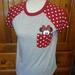 Disney Tops | Disney Women's Pocket Minnie Mouse Polka Dot Grey Top | Color: Gray/Red | Size: M