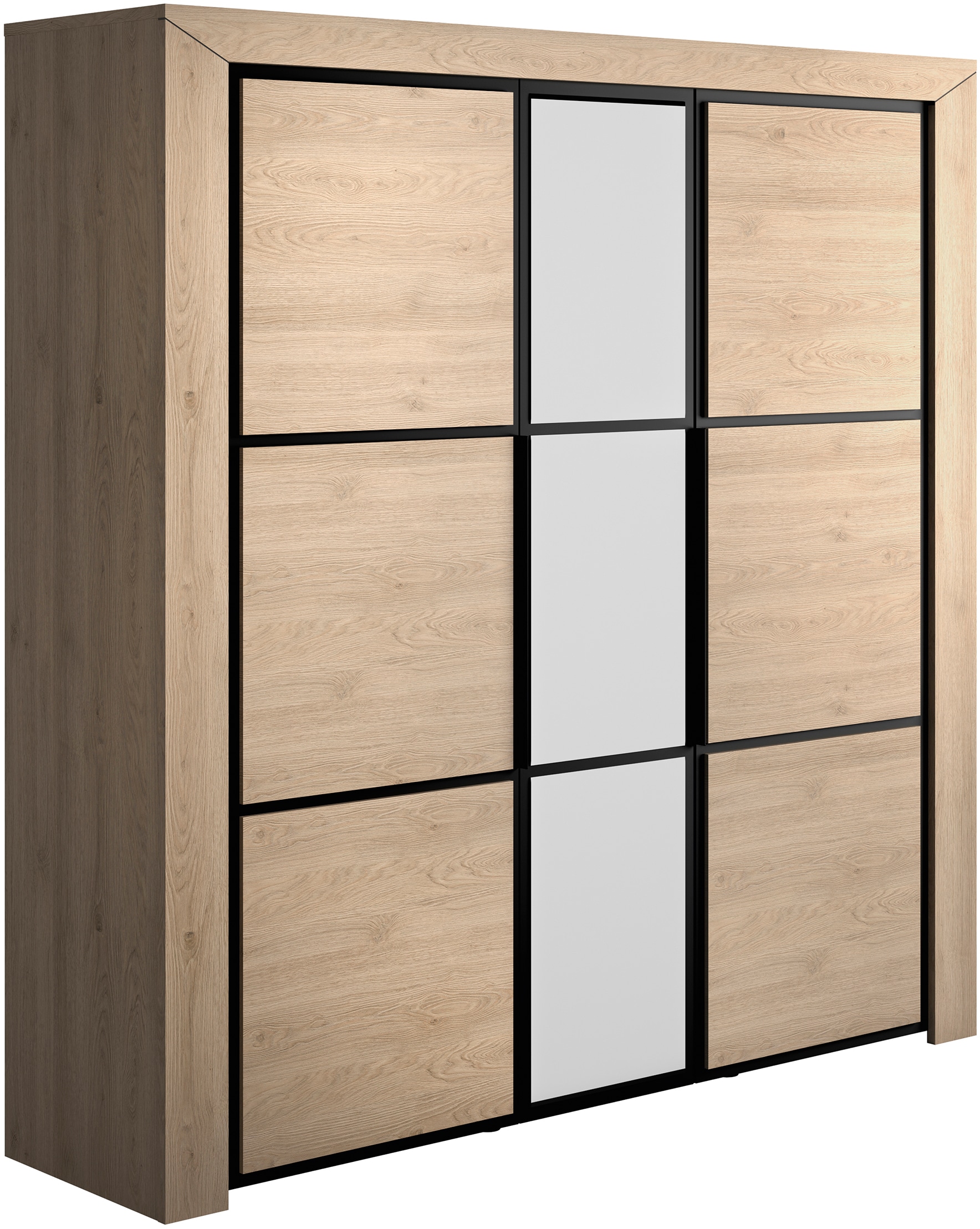 Kleiderschrank GAMI "Kleiderschrank 3 Türen, Kinderkleiderschrank", braun (kastanie natur), B:222cm H:225cm T:58cm, Spanplatte, Schränke, Kleiderschrank, In 2 Farben erhältlich