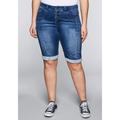 Jeansbermudas SHEEGO "Große Größen" Gr. 50, Normalgrößen, blau (blue denim) Damen Jeans 5-Pocket-Jeans Shorts Bermudajeans