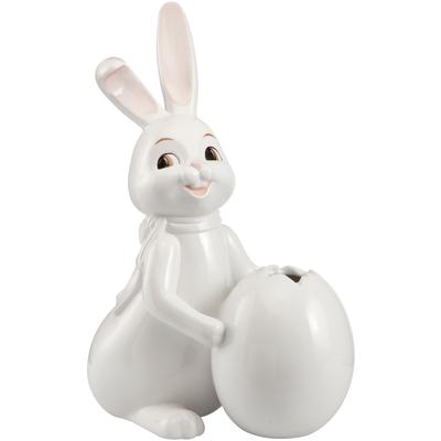 Sammelfigur GOEBEL "Hase Snow White "Little Spring", weiß, B:14cm H:30cm T:22,5cm, Porzellan, Dekofiguren, mit Vase, Höh