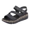 Riemchensandale RIEKER, Damen, Gr. 43, schwarz, Lederimitat, klassisch, Schuhe, Sommerschuh, Sandalette, Keilabsatz, mit Klettverschlüssen