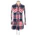 Aerie Romper Collared Long sleeves: Red Plaid Rompers - Women's Size X-Small