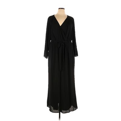 Lane Bryant Jumpsuit V Neck Long sleeves: Black Print Jumpsuits - Women's Size 22 Plus