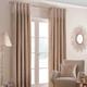 Champagne Nova Velvet Style Eyelet Ready Made Curtains 117 x 137cm